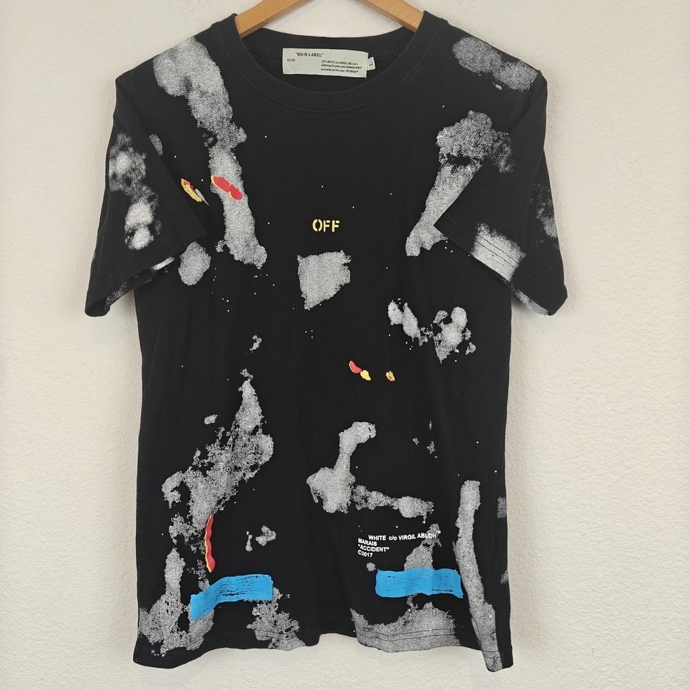 Off-White c/o Virgil Abloh "Accident" Graphic Short Sleeve t-shirt 2017 Sz LG